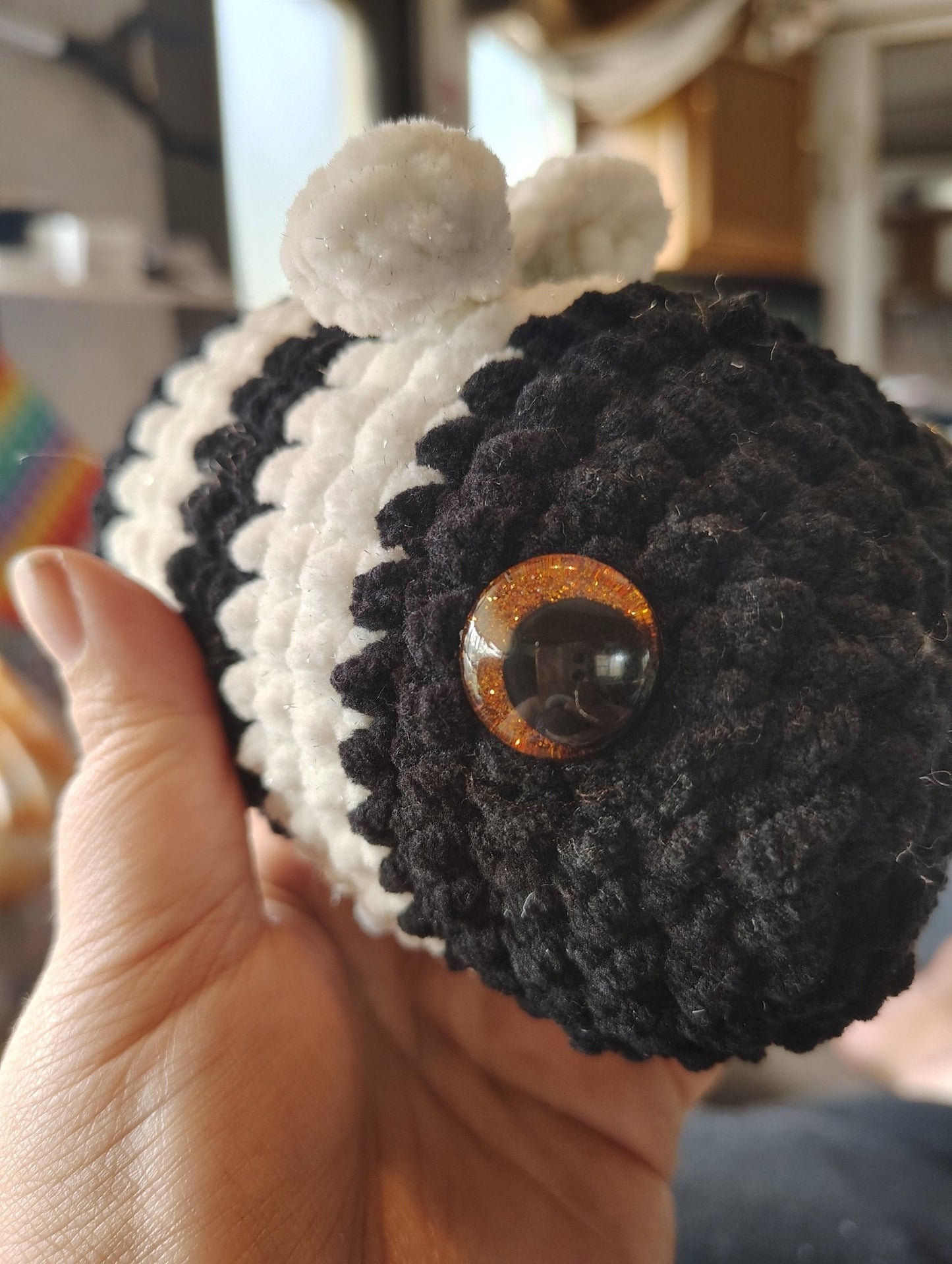 Crocheted medium pill shaped Bee - VerHagens Craft