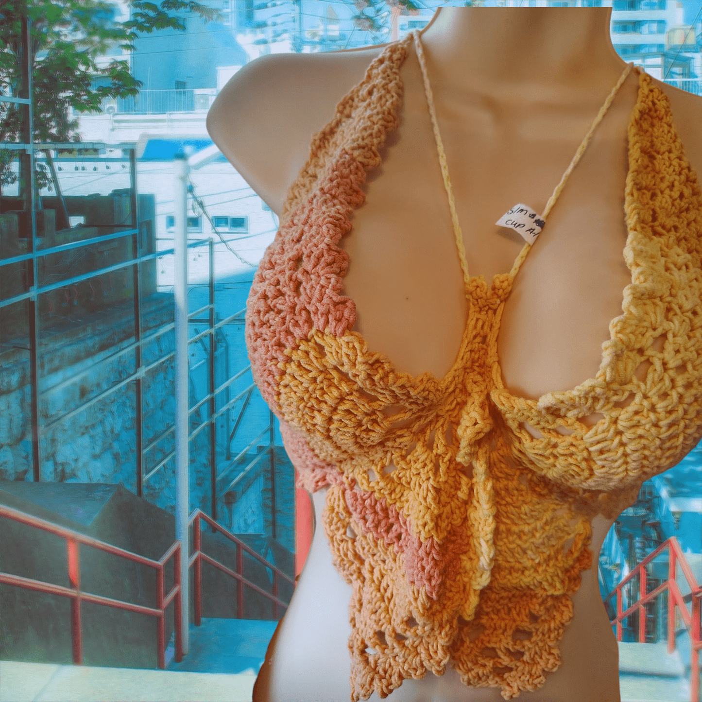 Crocheted double stitch butterfly top 100% cotton - VerHagens Craft